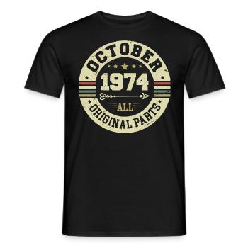 Legendary since October 1974 Birthday October 1974 - Men's T-Shirt - black - Front - AI Model Male 178 light (178cm)