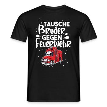 Tausche Bruder Gegen Feuerwehr - Männer T-Shirt - Schwarz - Vorne - AI Model Male 178 light (178cm)