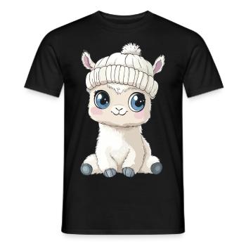 Alpaca Cute Cute Baby Kids Animal Llama Cartoon - Men's T-Shirt - black - Front - AI Model Male 178 light (178cm)