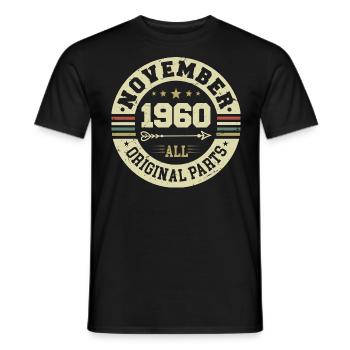 Millésime Novembre 1960 - Anniversaire Novembre 1960 - T-shirt homme - noir - Devant - AI Model Male 178 light (178cm)