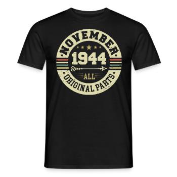 Millésime Novembre 1944 - Anniversaire Novembre 1944 - T-shirt homme - noir - Devant - AI Model Male 178 light (178cm)