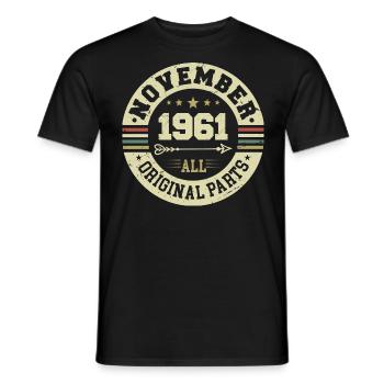 Vintage November 1961 - Birthday November 1961 - Men's T-Shirt - black - Front - AI Model Male 178 light (178cm)
