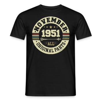 Vintage November 1951 - Birthday November 1951 - Men's T-Shirt - black - Front - AI Model Male 178 light (178cm)