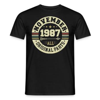 Millésime Novembre 1987 - Anniversaire Novembre 1987 - T-shirt homme - noir - Devant - AI Model Male 178 light (178cm)