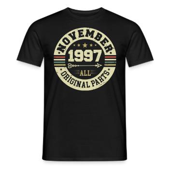 Millésime Novembre 1997 - Anniversaire Novembre 1997 - T-shirt homme - noir - Devant - AI Model Male 178 light (178cm)