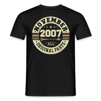 Millésime Novembre 2007 - Anniversaire Novembre 2007 - T-shirt homme - noir - Devant - AI Model Male 178 light (178cm)