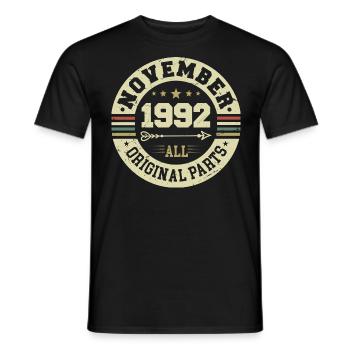 Vintage November 1992 - Birthday November 1992 - Men's T-Shirt - black - Front - AI Model Male 178 light (178cm)