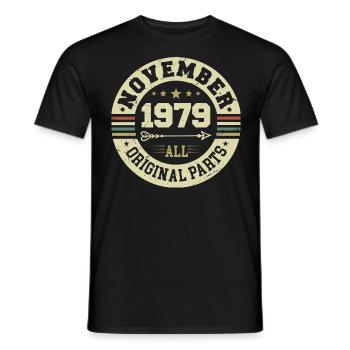 Millésime Novembre 1979 - Anniversaire Novembre 1979 - T-shirt homme - noir - Devant - AI Model Male 178 light (178cm)