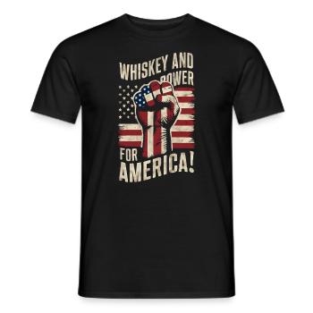 Whiskey And Power For America Patriotic Fist Flag - Men's T-Shirt - black - Front - AI Model Male 178 light (178cm)