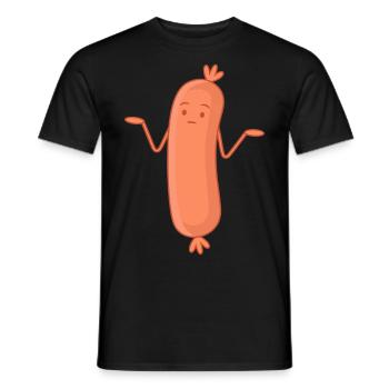 Funny Bockwurst Shrug Sausages Sausage Doesn't Matter - Men's T-Shirt - black - Front - AI Model Male 178 light (178cm)