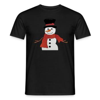 Bonhomme de neige avec écharpe rouge - T-shirt homme - noir - Devant - AI Model Male 178 light (178cm)