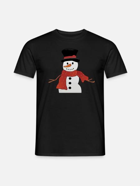 Schneemann mit rotem Schal - Männer T-Shirt - Schwarz