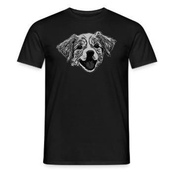 Visage de chien gris conception graphique animal de compagnie - T-shirt homme - noir - Devant - AI Model Male 178 light (178cm)