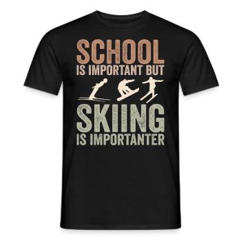 Schule ist wichtig, aber Skifahren ist noch wichtiger - Männer T-Shirt - Schwarz - Vorne - AI Model Male 178 light (178cm)