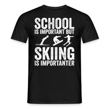 Schule ist wichtig, aber Skifahren ist noch wichtiger - Männer T-Shirt - Schwarz - Vorne - AI Model Male 178 light (178cm)