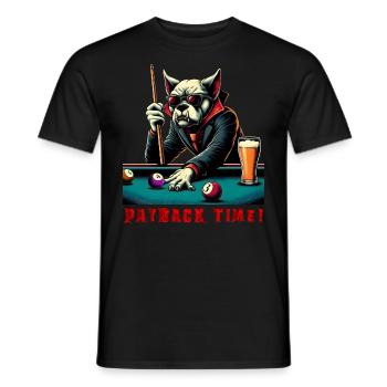 Angry billiard playing dog vampire vintage, retro - Men's T-Shirt - black - Front - AI Model Male 178 light (178cm)