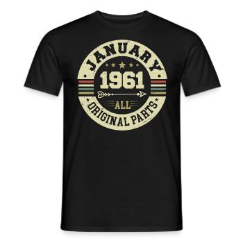 January 1961 - Geburtstag im Januar 1961 - Männer T-Shirt - Schwarz - Vorne - AI Model Male 178 light (178cm)