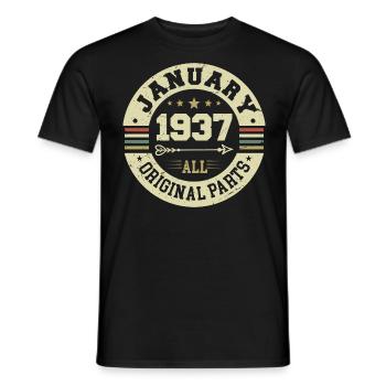 January 1937 - Geburtstag im Januar 1937 - Männer T-Shirt - Schwarz - Vorne - AI Model Male 178 light (178cm)