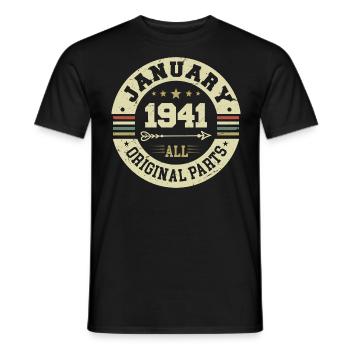 January 1941 - Geburtstag im Januar 1941 - Männer T-Shirt - Schwarz - Vorne - AI Model Male 178 light (178cm)