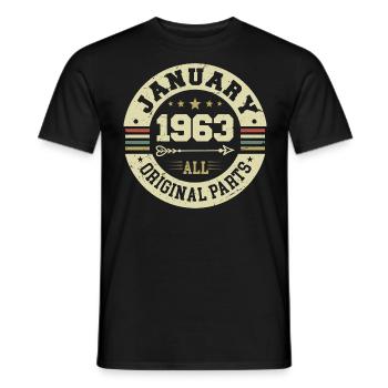 January 1963 - Geburtstag im Januar 1963 - Männer T-Shirt - Schwarz - Vorne - AI Model Male 178 light (178cm)