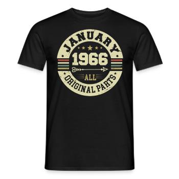 January 1966 - Birthday in January 1966 - Men's T-Shirt - black - Front - AI Model Male 178 light (178cm)