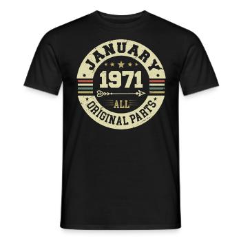 January 1971 - Birthday in January 1971 - Men's T-Shirt - black - Front - AI Model Male 178 light (178cm)