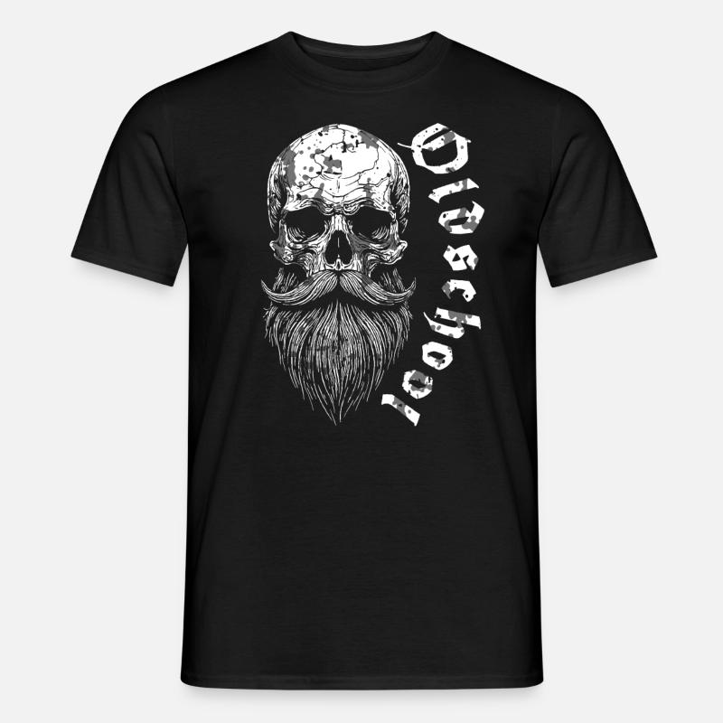 Bärtiger Oldschool Skull - Männer T-Shirt - Schwarz