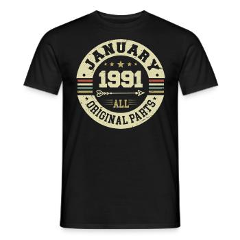 January 1991 - Geburtstag im Januar 1991 - Männer T-Shirt - Schwarz - Vorne - AI Model Male 178 light (178cm)
