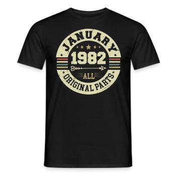 January 1982 - Birthday in January 1982 - Men's T-Shirt - black - Front - AI Model Male 178 light (178cm)