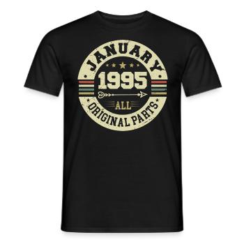 January 1995 - Birthday in January 1995 - Men's T-Shirt - black - Front - AI Model Male 178 light (178cm)