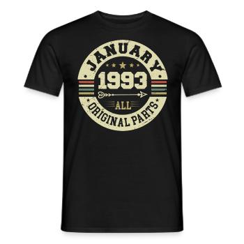 January 1993 - Birthday in January 1993 - Men's T-Shirt - black - Front - AI Model Male 178 light (178cm)