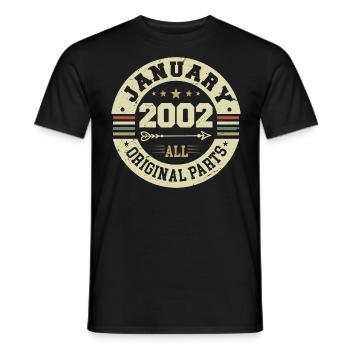 Janvier 2002 - Anniversaire en janvier 2002 - T-shirt homme - noir - Devant - AI Model Male 178 light (178cm)