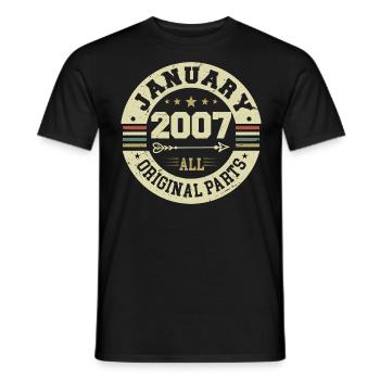 January 2007 - Geburtstag im Januar 2007 - Männer T-Shirt - Schwarz - Vorne - AI Model Male 178 light (178cm)