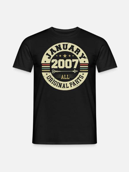 January 2007 - Geburtstag im Januar 2007 - Männer T-Shirt - Schwarz