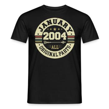 January 2004 - Birthday in January 2004 - Men's T-Shirt - black - Front - AI Model Male 178 light (178cm)