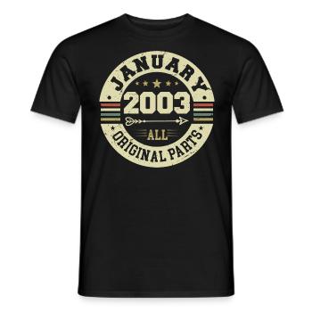 January 2003 - Birthday in January 2003 - Men's T-Shirt - black - Front - AI Model Male 178 light (178cm)