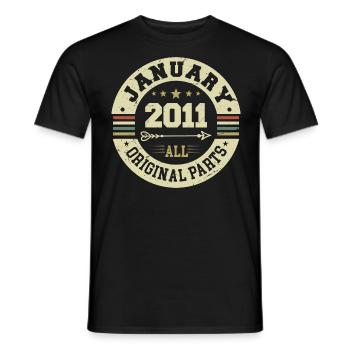 January 2011 - Geburtstag im Januar 2011 - Männer T-Shirt - Schwarz - Vorne - AI Model Male 178 light (178cm)