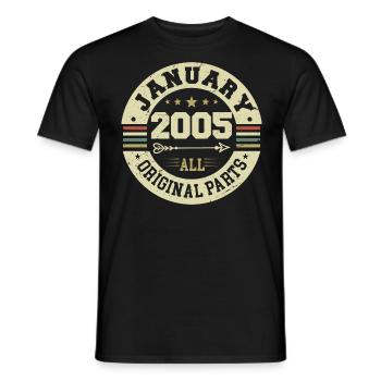 January 2005 - Geburtstag im Januar 2005 - Männer T-Shirt - Schwarz - Vorne - AI Model Male 178 light (178cm)