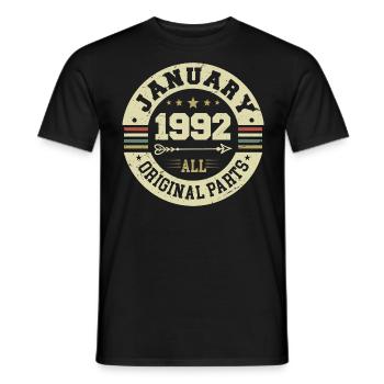 January 1992 - Geburtstag im Januar 1992 - Männer T-Shirt - Schwarz - Vorne - AI Model Male 178 light (178cm)