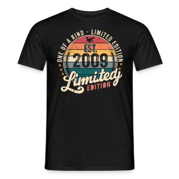 Geburtstagsgeschenk 2009 Jahrgang 2009 Retro 2009 - Männer T-Shirt - Schwarz - Vorne - AI Model Male 178 light (178cm)