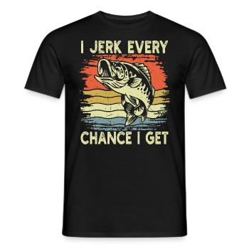 Je branle chaque fois que j’en ai l’occasion de pêcher du poisson rétro - T-shirt homme - noir - Devant - AI Model Male 178 light (178cm)