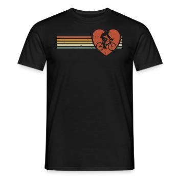 Motif vélo en vintage avec des cyclistes dans mon cœur - T-shirt homme - noir - Devant - AI Model Male 178 light (178cm)