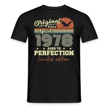 April 1978 Gift | 47th Anniversary April 1978 - Men's T-Shirt - black - Front - AI Model Male 178 light (178cm)