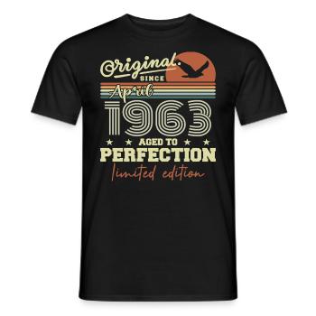 April 1963 Gift | 62nd Anniversary April 1963 - Men's T-Shirt - black - Front - AI Model Male 178 light (178cm)