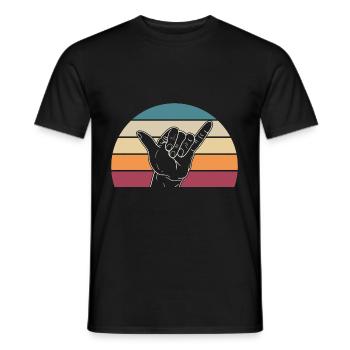 Retro Surfer Hand Shaka Sign Beach Greeting - Men's T-Shirt - black - Front - AI Model Male 178 light (178cm)