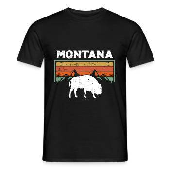 Retro Montana Glacier National Park USA State Mountain - Men's T-Shirt - black - Front - AI Model Male 178 light (178cm)
