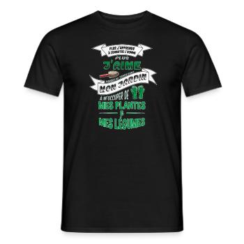 Plus j'en sais sur l'Homme plus j'aime mon jardin - T-shirt homme - noir - Devant - AI Model Male 178 light (178cm)