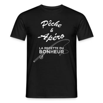 Cadeau pêcheur - Pêche & Apéro - T-shirt homme - noir - Devant - AI Model Male 178 light (178cm)