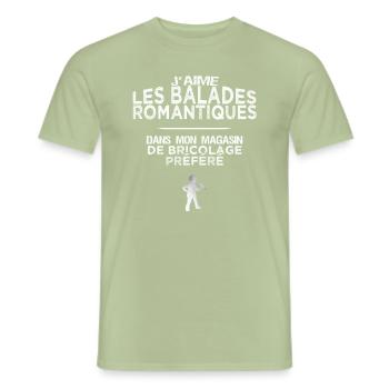 J'aime les balades romantiques au magasin de brico - T-shirt homme - vert sauge - Devant - AI Model Male 178 light (178cm)