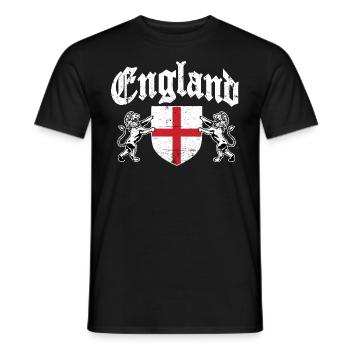 England Football Jersey Flag Lions Coat of Arms - Men's T-Shirt - black - Front - AI Model Male 178 light (178cm)